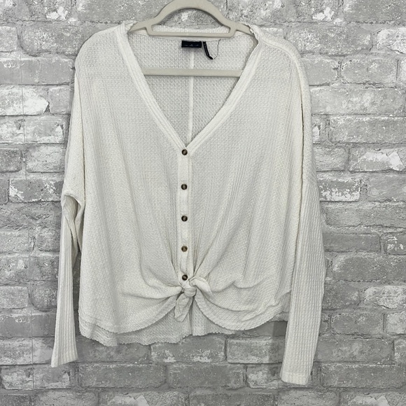 Urban Outfitters Out from under Waffle Knit Front Tie Top - Picture 1 of 4